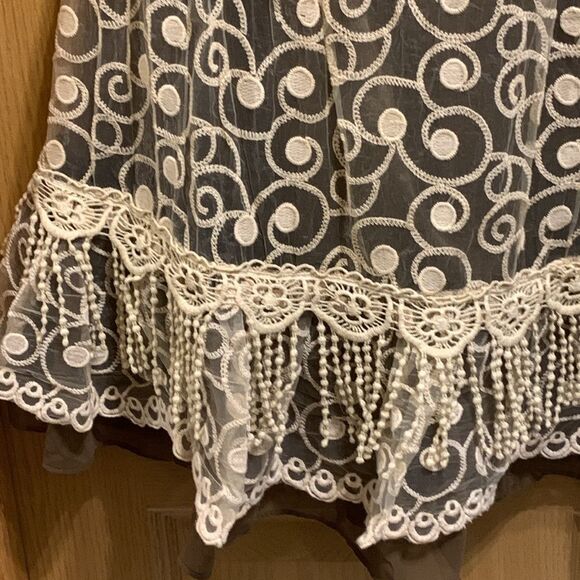 Ryu Women’s Brown Cream Strapless Lined Lace Evening Formal Bandeau Dress Size S - Picture 4 of 13